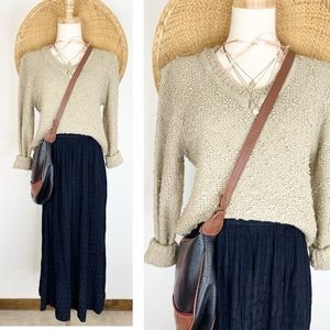 Vintage Nasharr Acrylic Chunky Textured Pullover Sweater | V-Neck | Tan …